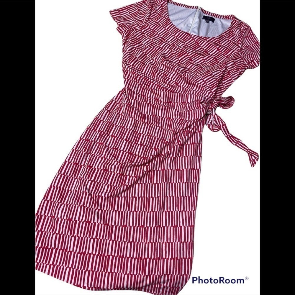NYDJ Veronica Ticking Stripe Wrap Dress Sz 8